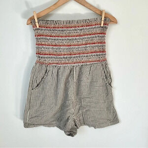 American Eagle  Sleeveless Linen/Cotton Blend Embroidered Romper